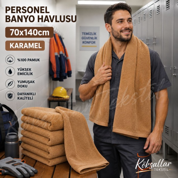 Personel Banyo Havlusu 70x140cm Karamel